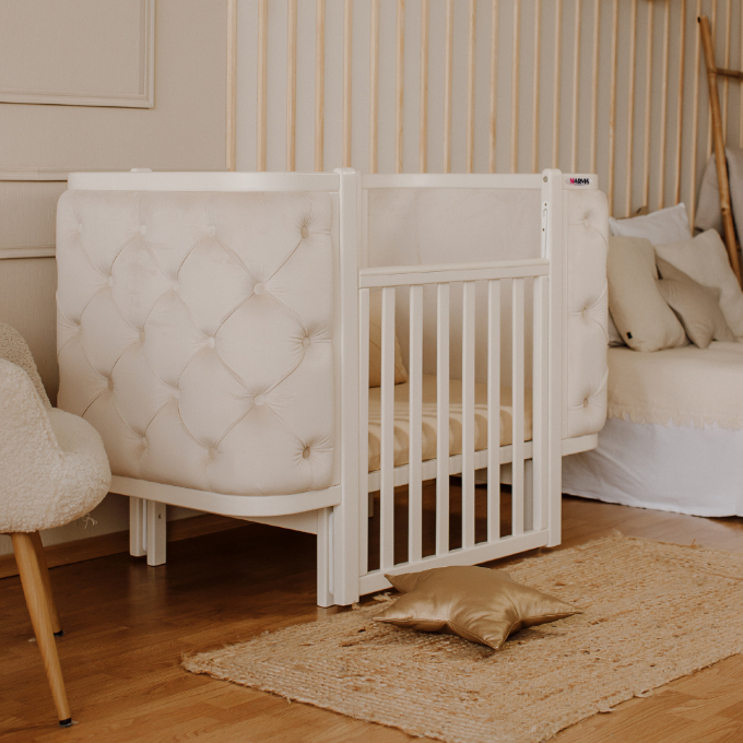 Patut bebe tapitat co-sleeping Victoria 120 × 60 cm – Alb
